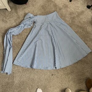 Chic Striped A-Line Skirt in Blue and White
